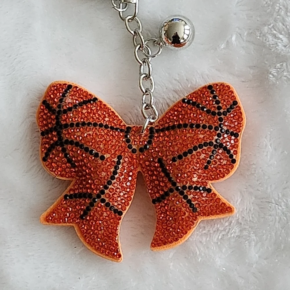 Basketball And Bow Orange Keychain Set Bag Charm